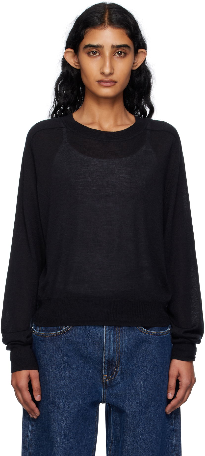 Villapaita Loulou de Saison Loulou de Saison Angus Cashmere Crew Neck Sweater Musta | ANGUS