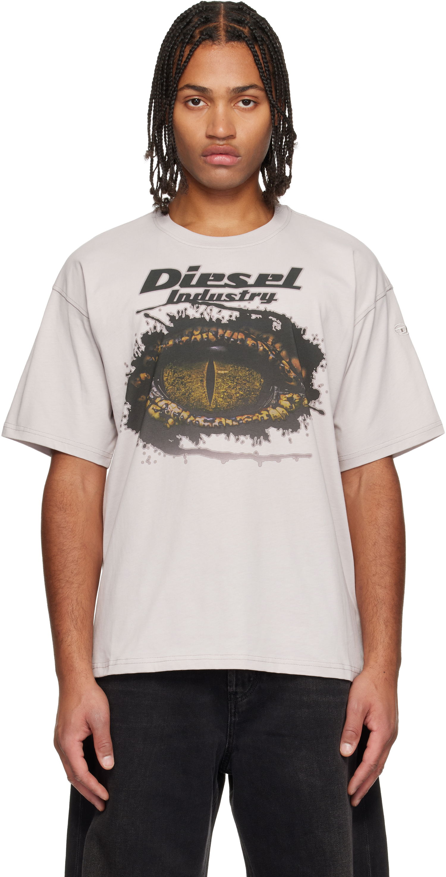 T-paita Diesel Industry Graphic Crocodile Eye Relaxed Fit T-Shirt Harmaa | A19640-0PLAT-9CJ, 0