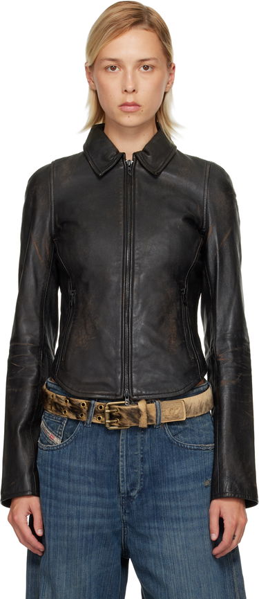 Takki Diesel L-Egrad Distressed Leather Jacket Musta | A19596 0ILBS, 0