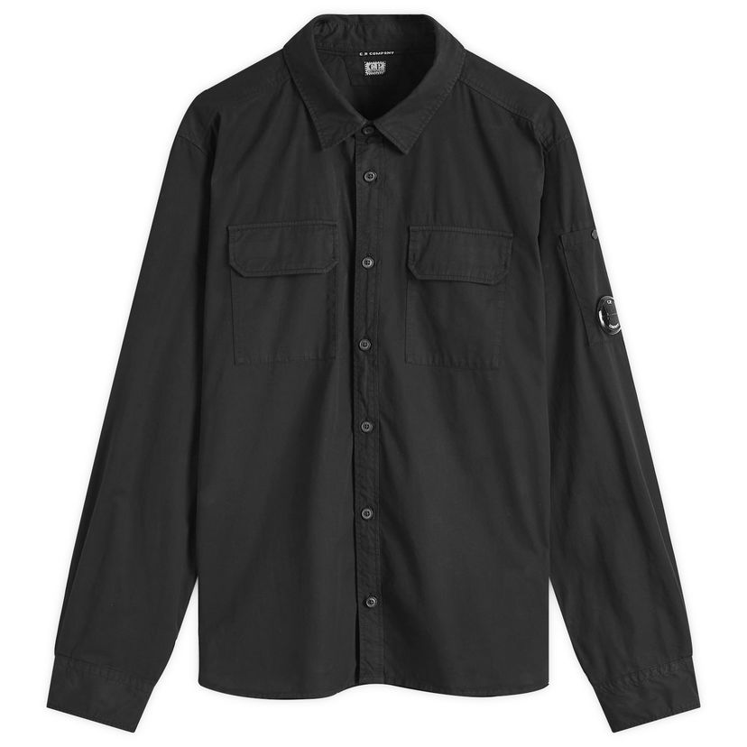 Paita C.P. Company Gabardine Lens Button Overshirt, Size Large Musta | 18CMSH140A-110143G-999