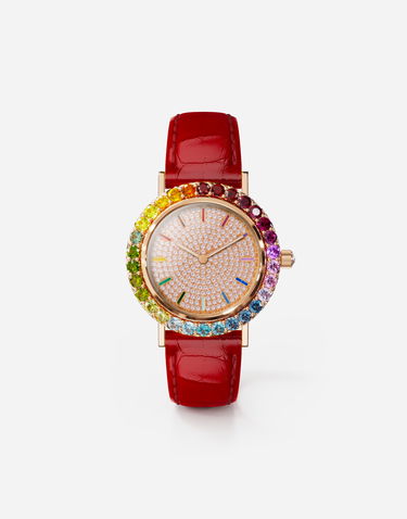 Katsella Dolce & Gabbana Dolce & Gabbana Iris Rose Gold Watch with Multi-Colored Gems and Diamonds Punainen | WWLB2GXA0XAR3723, 0