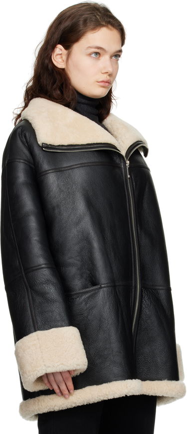 Takki TOTEME TOTEME Signature Shearling Jacket Musta | 214-122-606, 4