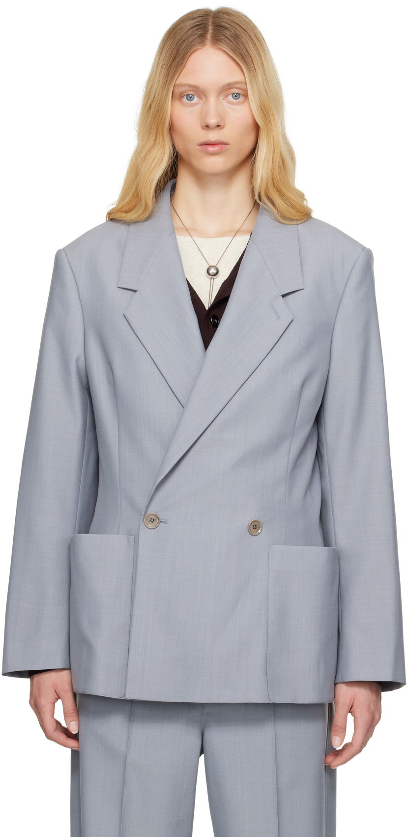 Takki LEMAIRE Lemaire Double-Breasted Tailored Blazer Harmaa | JA1073 LF414