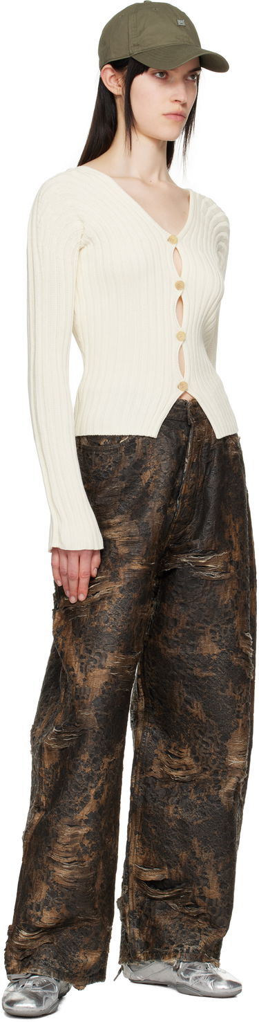 Villapaita Acne Studios Acne Studios Button-Up Rib Knit Cardigan Valkoinen | A60556-, 3