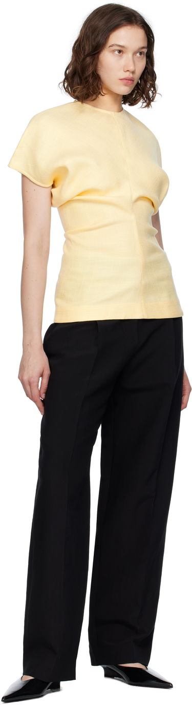 T-paitoja ja toppeja TOTEME TOTEME Slouch Waist Basketweave Top Keltainen | 253-WRT0331-FB0461, 3