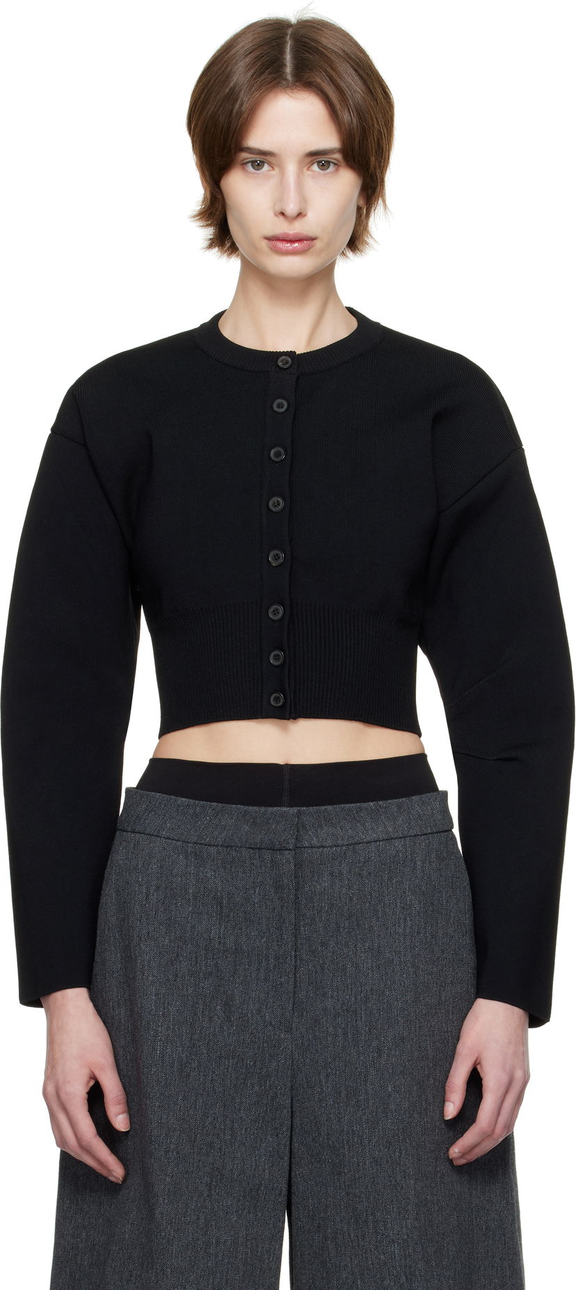 Villapaita WARDROBE.NYC WARDROBE.NYC Matte Cropped Cardigan Musta | W1096F24MV