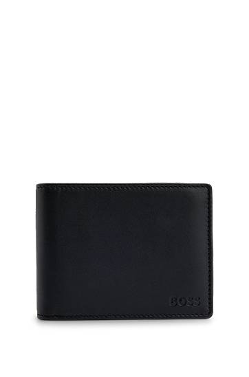 Lompakko BOSS BOSS Leather Trifold Wallet with Coin Pocket Musta | 50470436