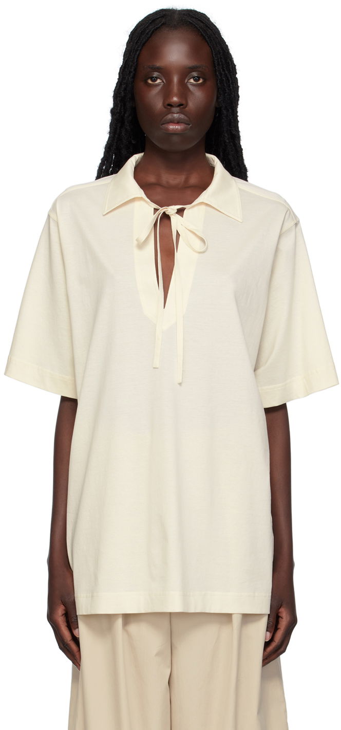 Poolopaita TOTEME TOTEME Self-Tie Polo Beige | 233-5069-785