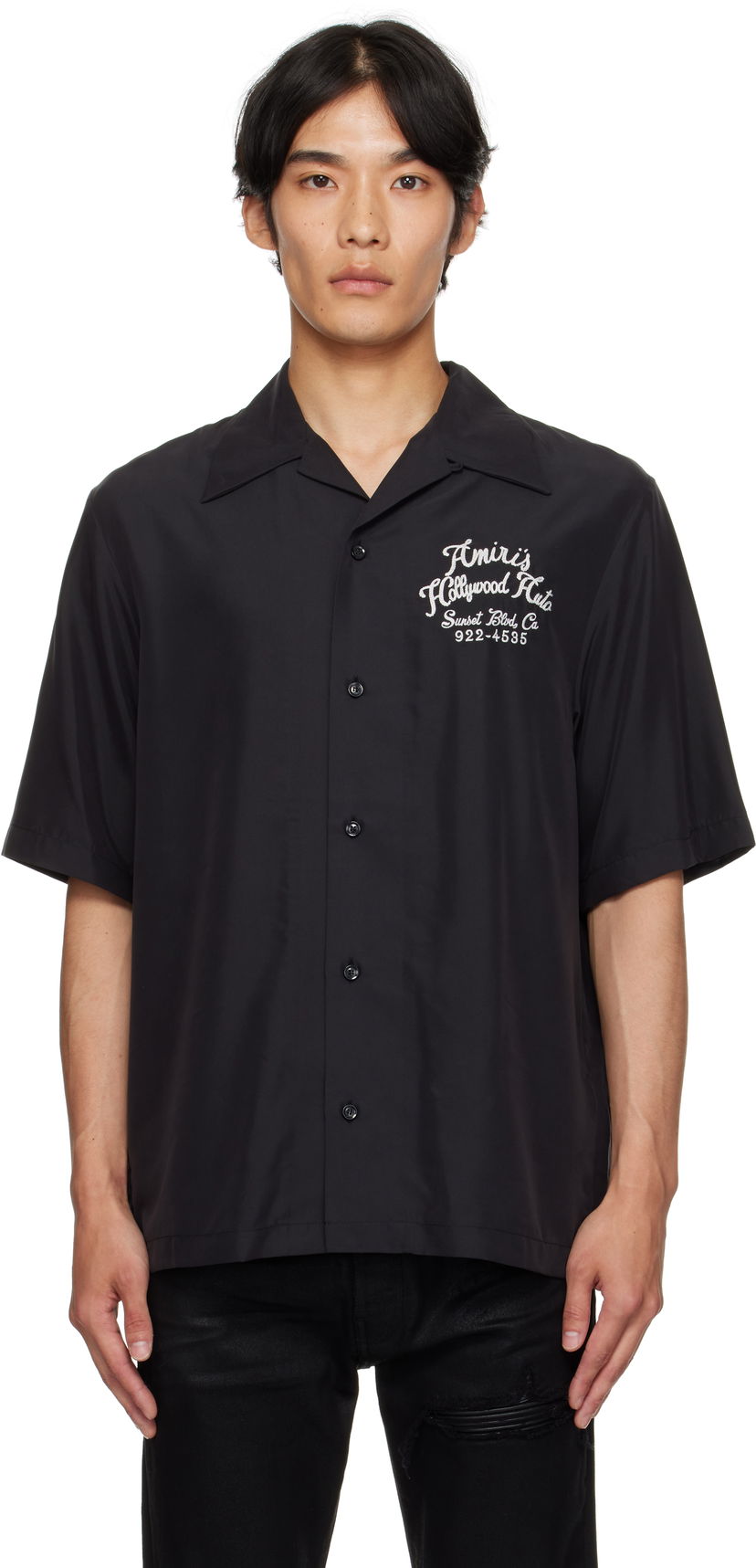 Paita AMIRI AMIRI 'Hollywood Auto' Bowling Shirt Musta | AMSTCA1166