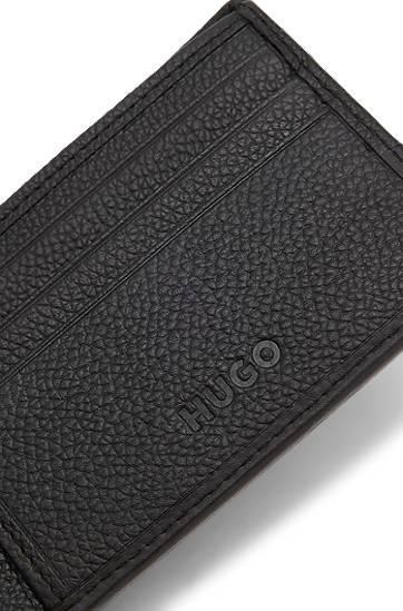 Lompakko BOSS HUGO Leather Wallet with Stacked Logo Musta | 50548763, 1