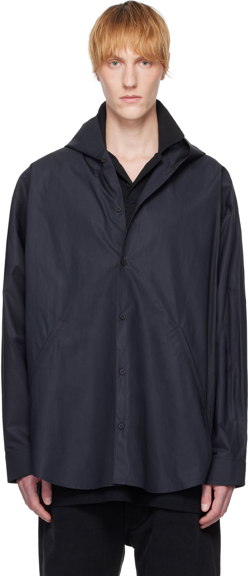 Paita Balenciaga Balenciaga Hooded Shirt Tummansininen | 814125TNM60