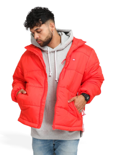 Puffer takki adidas Originals Padded Stand-Up Collar Puffer Jacket Punainen | H13553