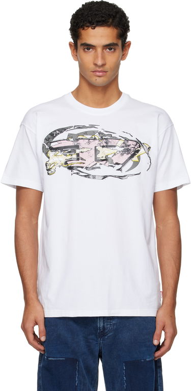 T-paita Diesel Short-Sleeve Crewneck Graphic Print T-shirt Valkoinen | A19571-0PLAT-100, 0