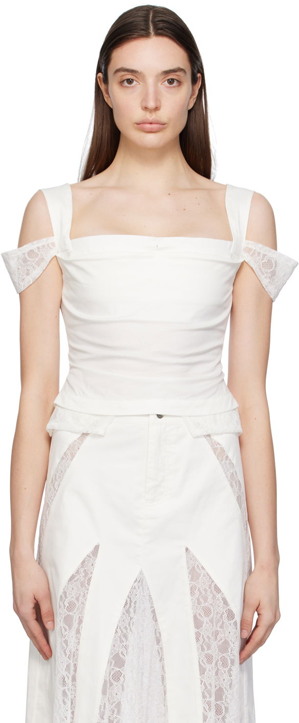 Hame Miaou Miaou Renata Lace-Trim Tank Top Valkoinen | 7133SPSDOV