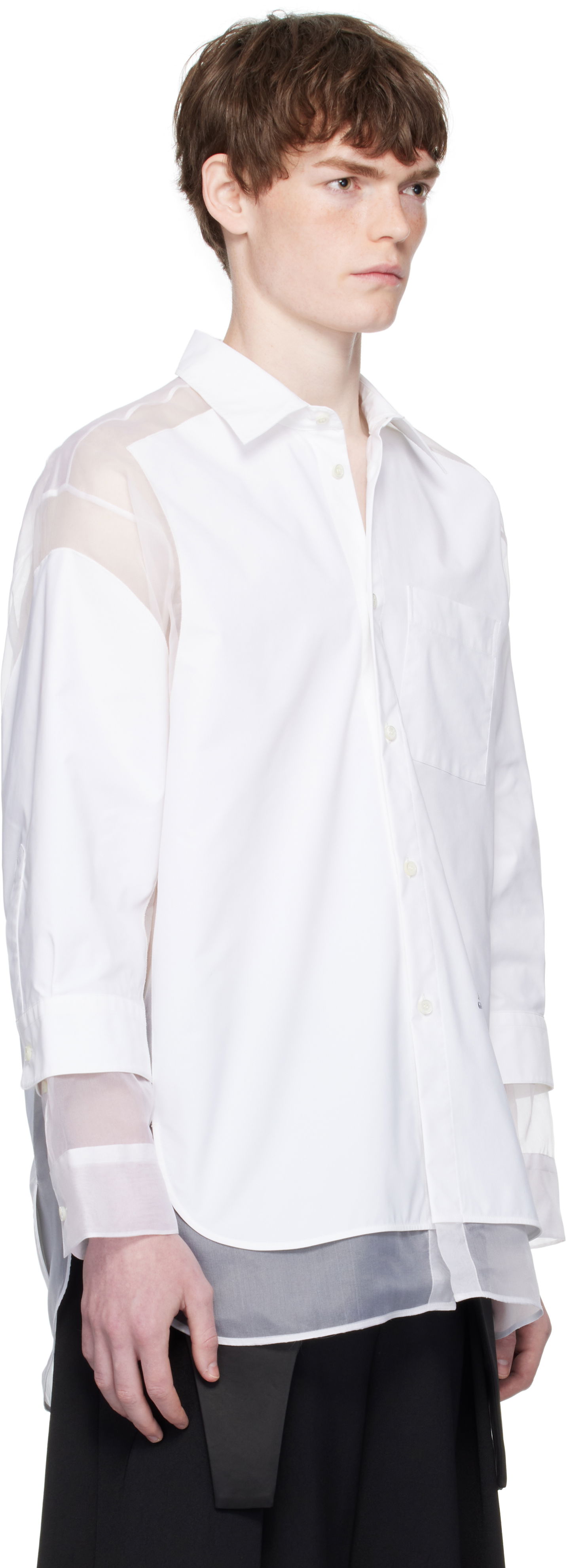 Paita Jean Paul Gaultier Jean Paul Gaultier 'The Petit Grand' Double Layered Shirt Valkoinen | 25/03-U-ST035-C075-01, 1