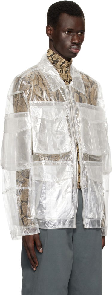 Takit Dries Van Noten Dries Van Noten Transparent Nylon Patch Pocket Jacket Valkoinen | 251-020529-1257, 1