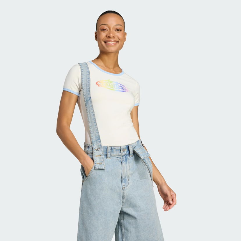 T-paita adidas Performance adidas x Jeremy Scott Pride Graphic Fitted Tee Valkoinen | JW0829