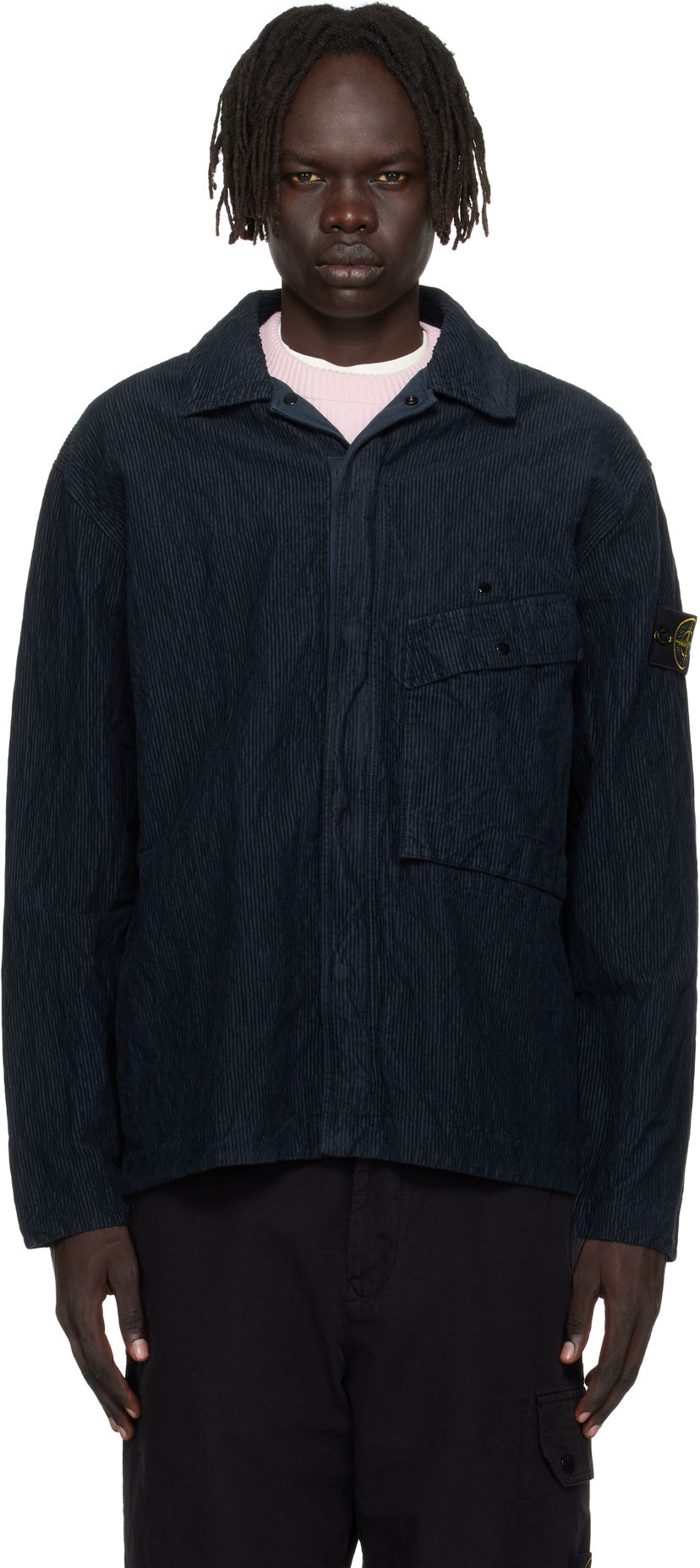 Paita Stone Island Wrinkled Corduroy Overshirt Tummansininen | K2S15 1200020 S0229
