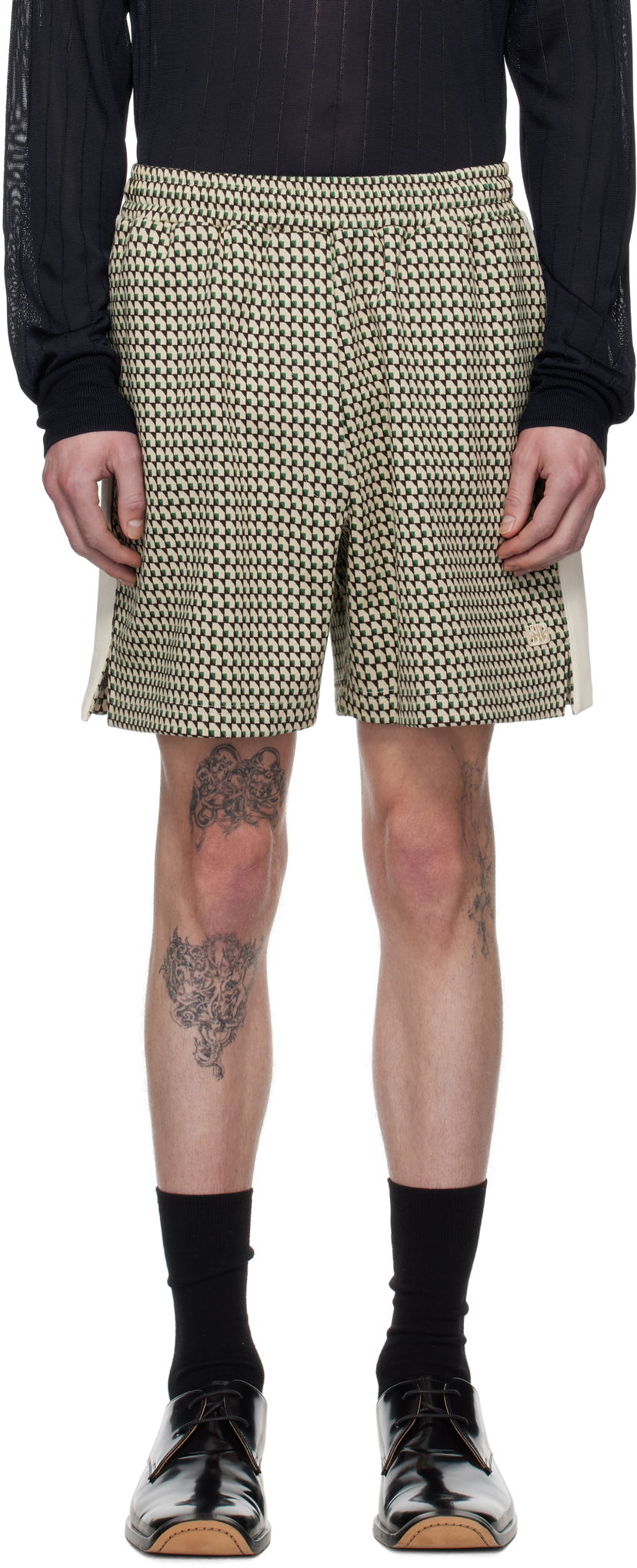 Shortsit Wales Bonner Wales Bonner Power Shorts Beige | US25JE36-JE22 - 1780 JACQUARD
