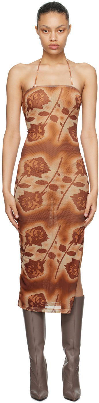 Mekko Miaou Miaou Lila Halter Midi Dress Ruskea | 5025PM1SRO