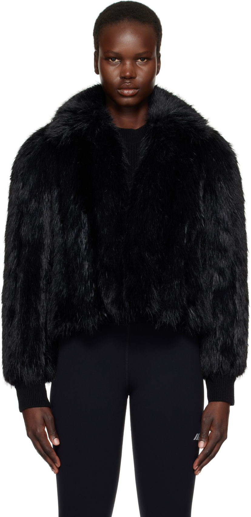 Bomber-takki Balenciaga Faux-Fur Cropped Jacket Musta | 790841 TPQ23