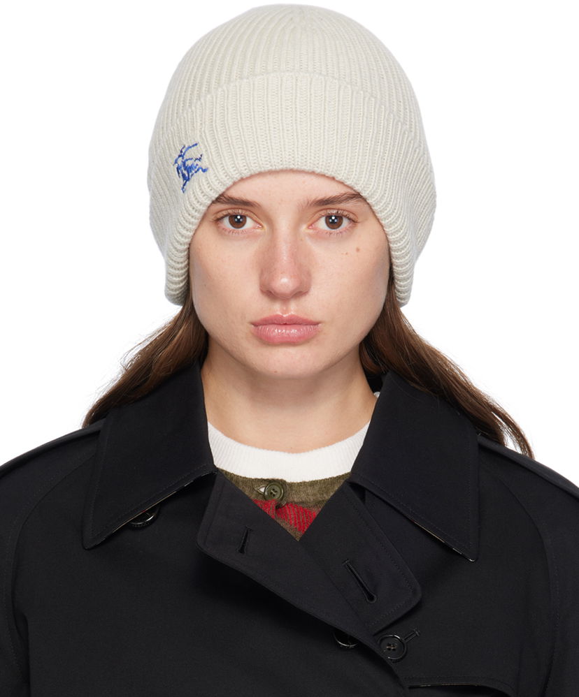 Pipo Burberry Off-White Equestrian Knight Cashmere Beanie Beige | 8095582