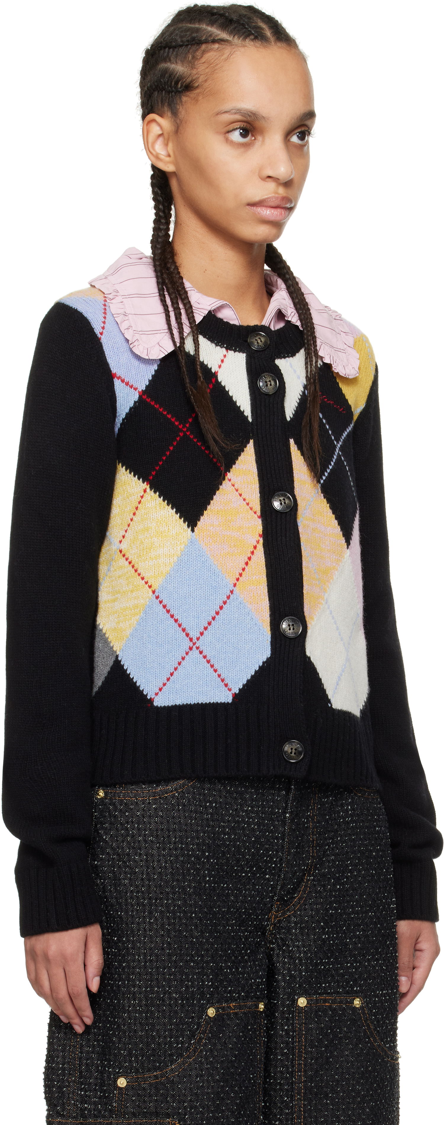 Villapaita GANNI GANNI Harlequin Knit Cardigan Monivärinen | K2380, 1