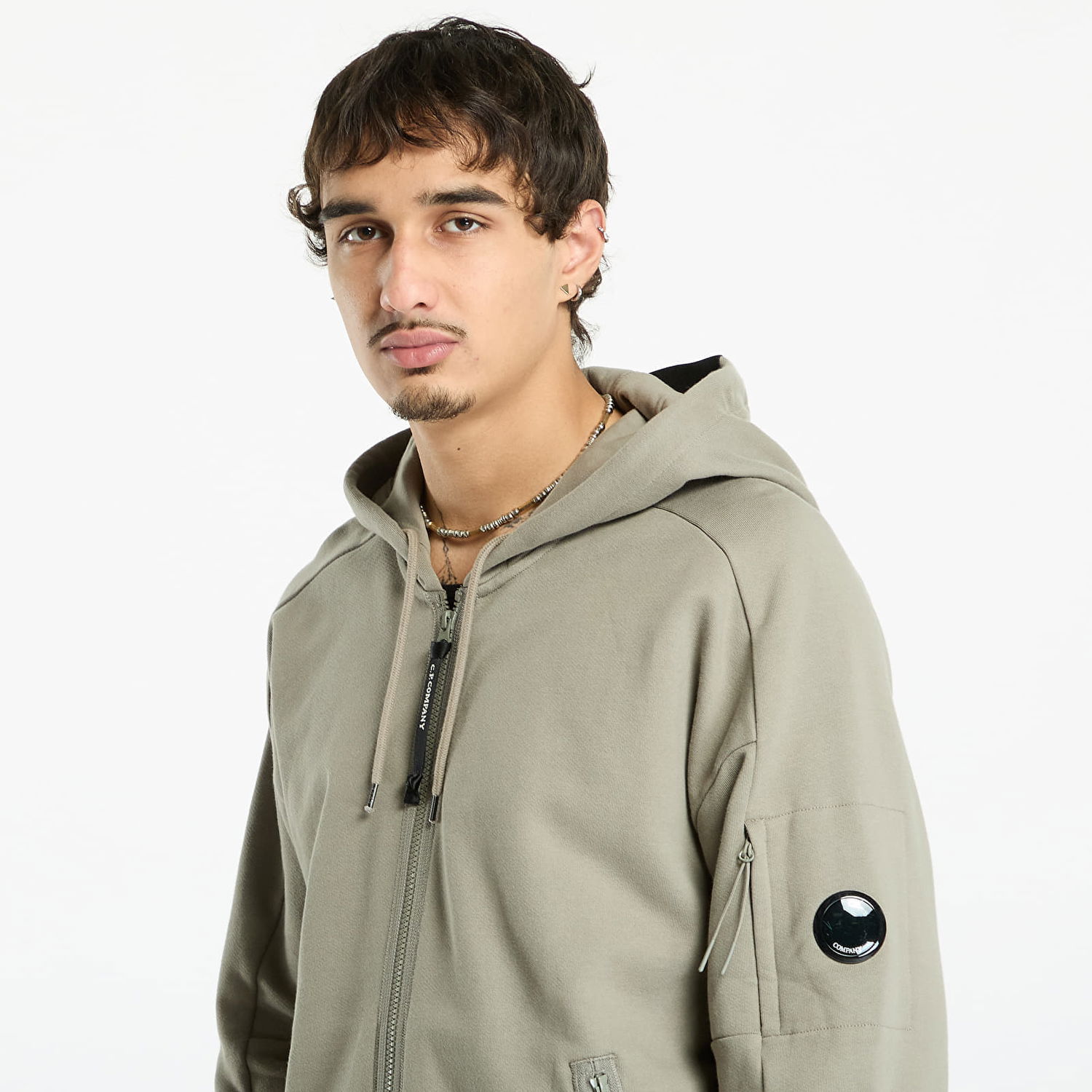 Huppari C.P. Company C.P. Company Diagonal Raised Fleece Full Zip Hoodie Harmaa | 19CMSS716A005086W-356, 1