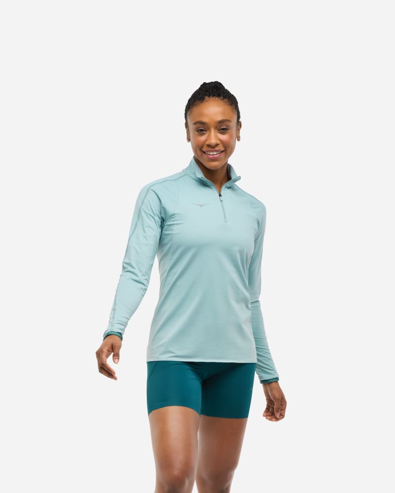 T-paita Hoka One One GlideTech Quarter Zip Running Pullover Top, Size L Sininen | 1164155-DZY, 0