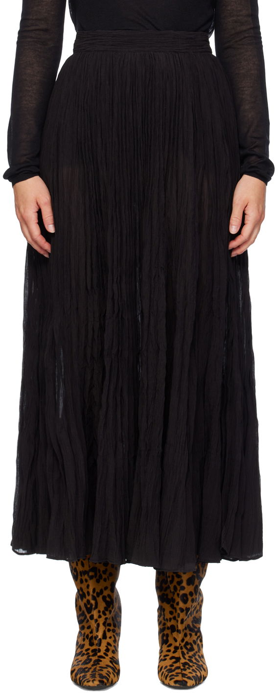 Hame TOTEME TOTEME Women's Crinkled Plissé Maxi Skirt Musta | 243-WRB0197-FB0200