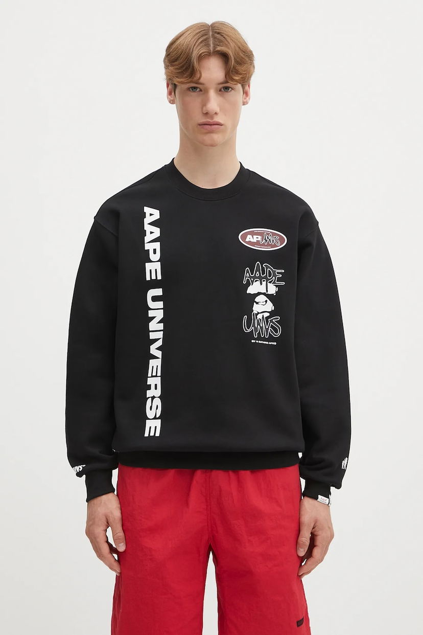 Huppari AAPE by A Bathing Ape AAPE Basic Crew Neck Sweatshirt Musta | AAPSWMB337XXN