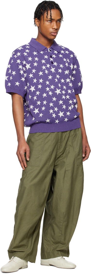 Poolopaita Needles NEEDLES Short Sleeve Star Knit Polo Violetti | QV375, 3