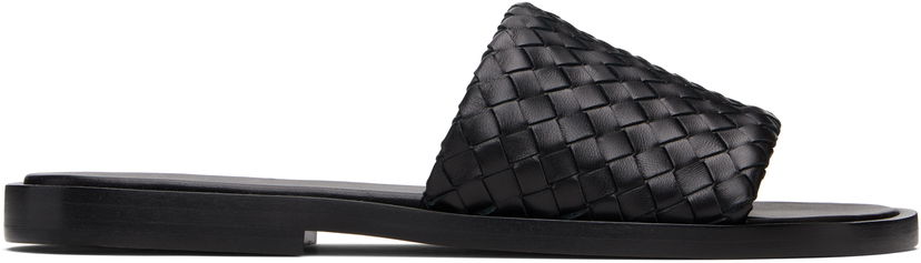 Tennarit ja kengät Bottega Veneta Bottega Veneta Elio Woven Leather Slides Musta | 838348V2ED01000