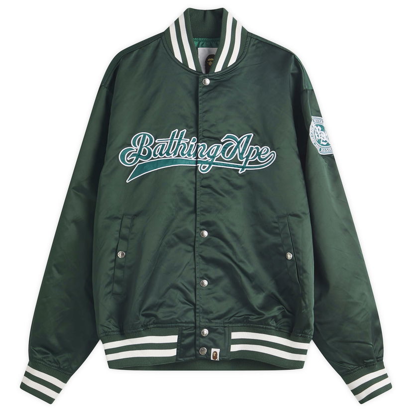 Bomber-takki BAPE Bathing Ape Baseball Varsity Jacket, Size Large Vihreä | 001LJL301011M-GRN