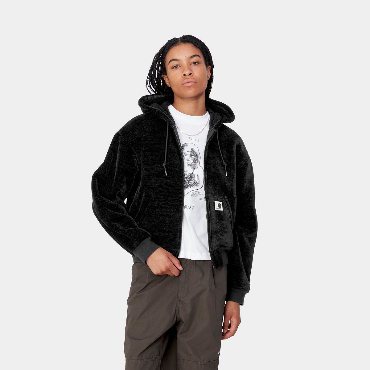 Huppari Carhartt WIP Active Fleece Zip-Up Hoodie Musta | I033905_8, 0