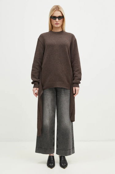Villapaita JW Anderson JW Anderson Draped Tie Front Jumper Ruskea | KW1263.YN0384.958, 4
