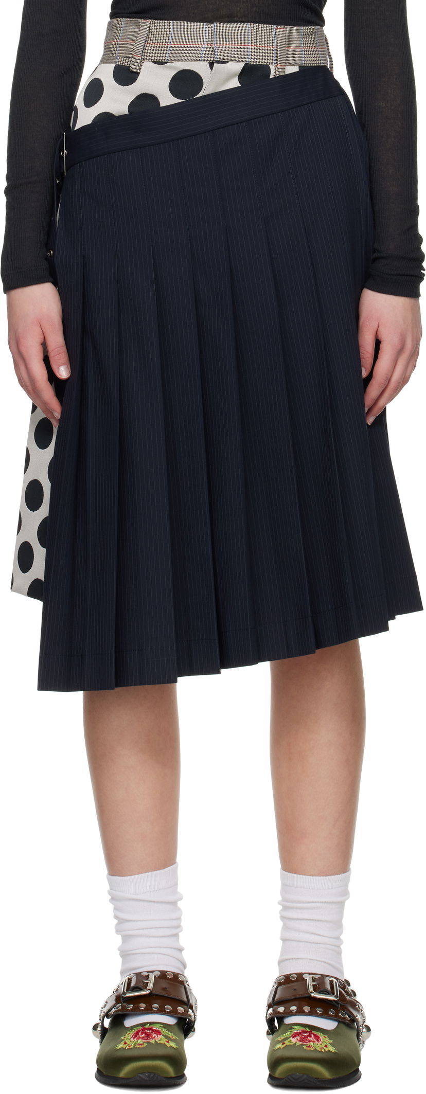 Hame Charles Jeffrey Loverboy Charles Jeffrey LOVERBOY Waisted Pleated Asymmetrical Skort Tummansininen | 54040402