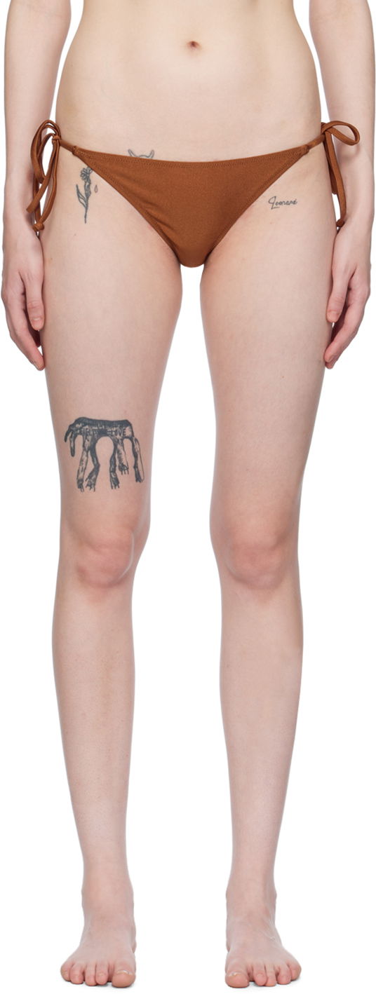 Uimapuvut GANNI Brown String Bikini Bottoms Ruskea | A5893, 0