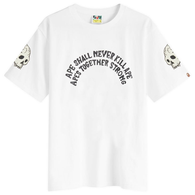 T-paita BAPE White Graphic T-Shirt With Skull Print Valkoinen | 001TEK801052M-WHT