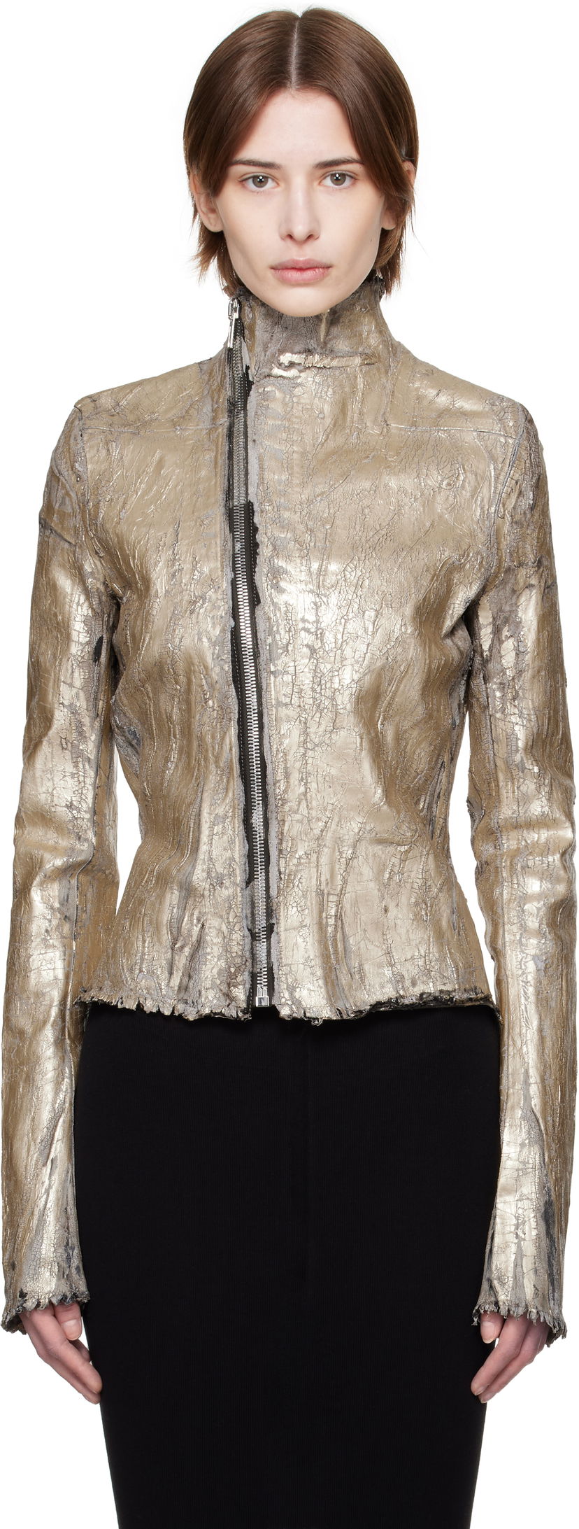 Takki Rick Owens Rick Owens Hollywood Gary Denim Jacket Metallinen | RP01E7701 SGMC