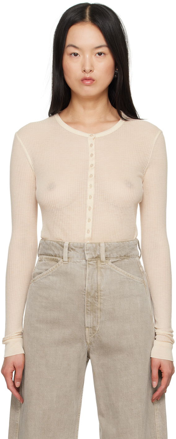 Villapaita LEMAIRE Women's Seamless Button Cardigan Beige | TO1157 LK1017