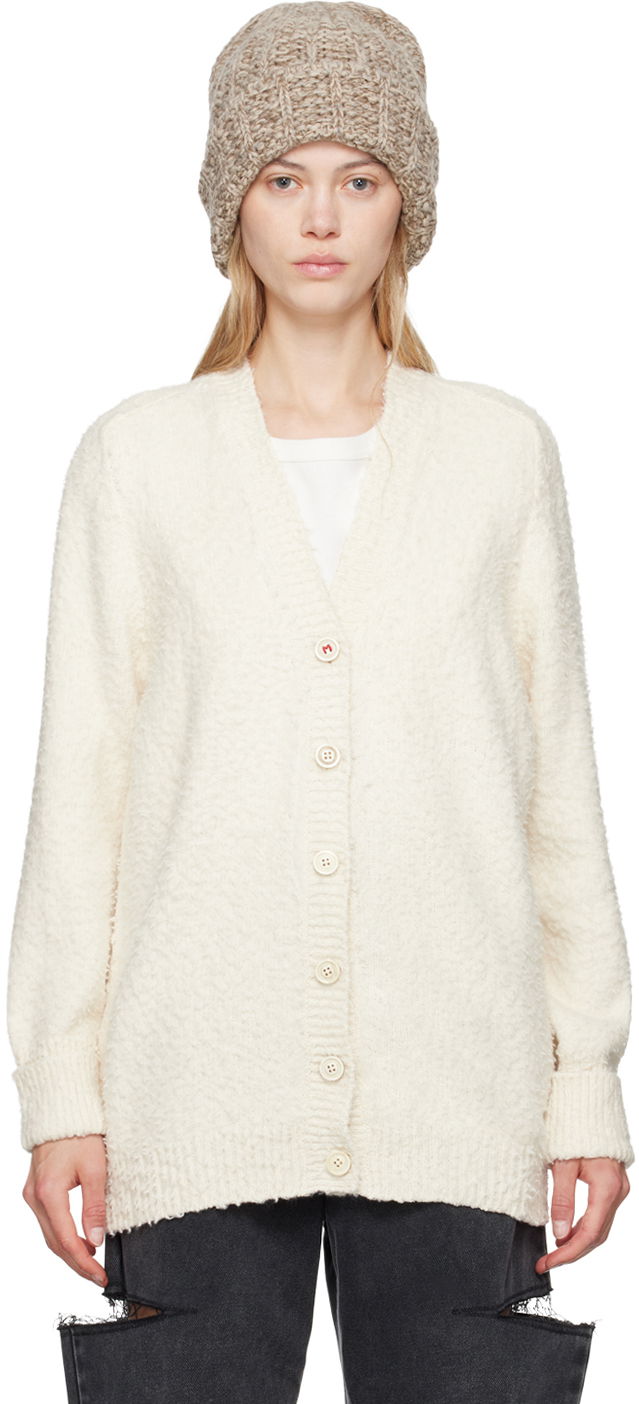 Villapaita Maison Margiela Off-White Oversized Piled Cardigan Valkoinen | SI0GP0002 S17664