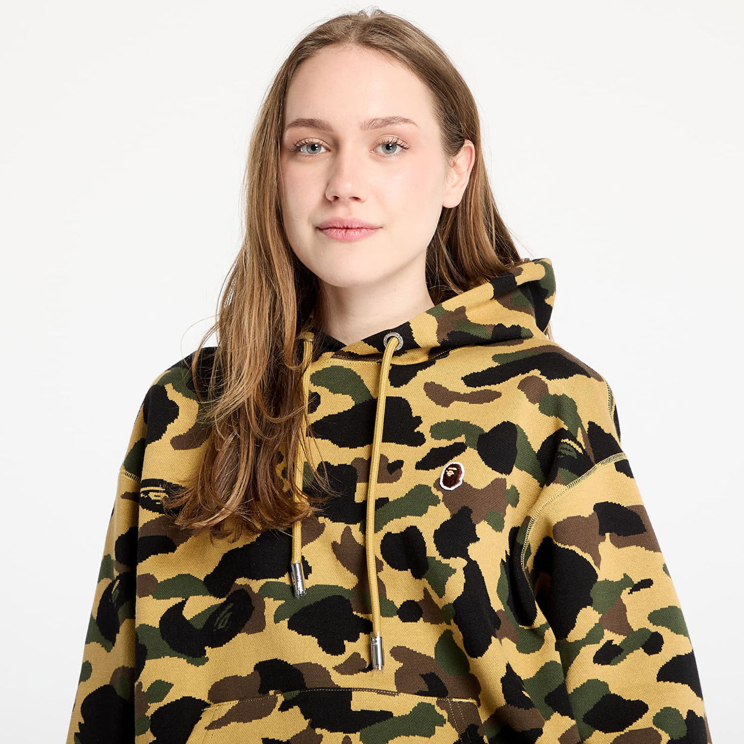 Huppari BAPE A BATHING APE 1st Camo Jacquard One Point Relaxed Fit Pullover Hoodie Keltainen | 001PPL301302MYEL, 1