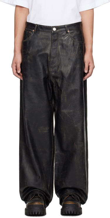 Jeans VETEMENTS Vetements Distressed Leather Pants Musta | UA66PA200X, 0