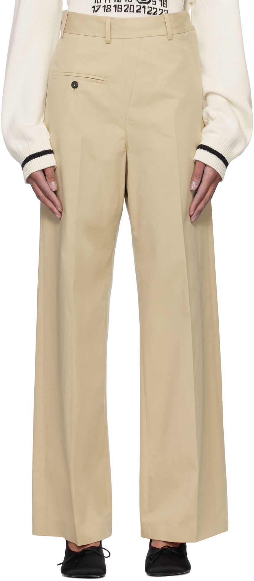 Housut Maison Margiela MM6 Maison Margiela Tailoring Twisted Trousers Beige | S52KA0516 M35148