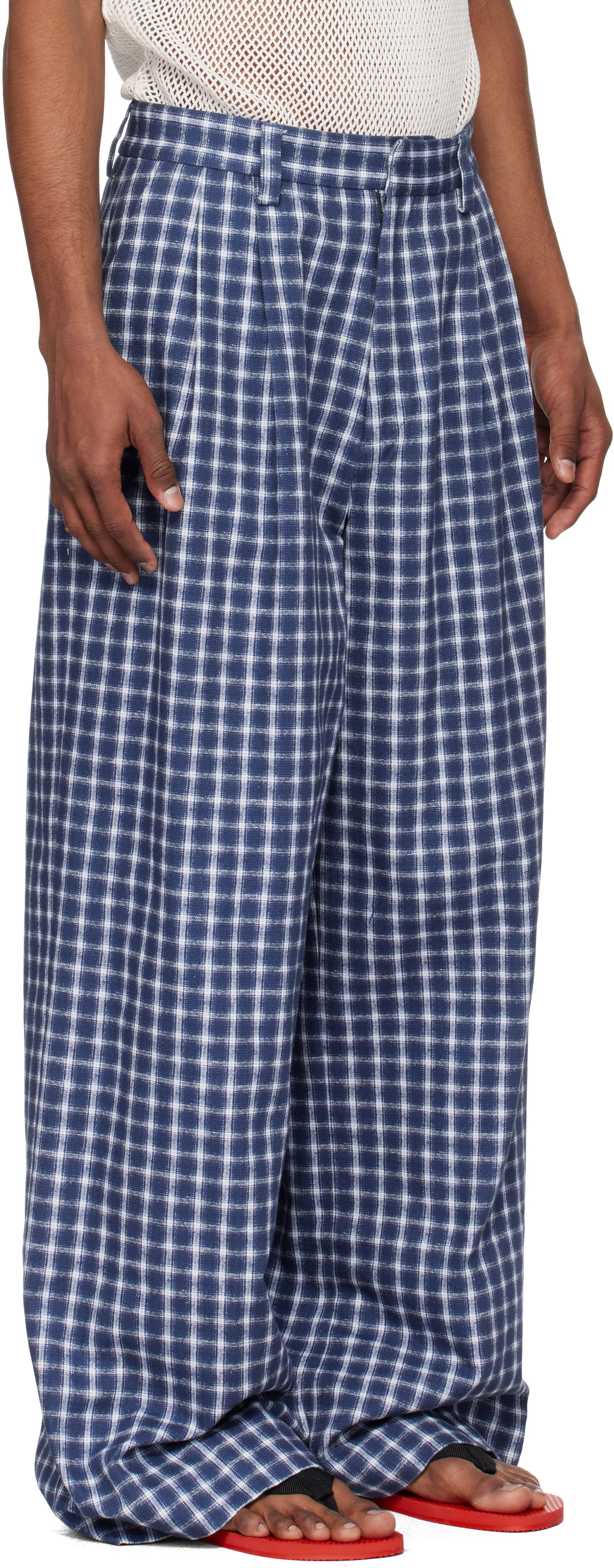 Housut ERL ERL Check Pleated Tailored Trousers Sininen | ERL10P038, 1