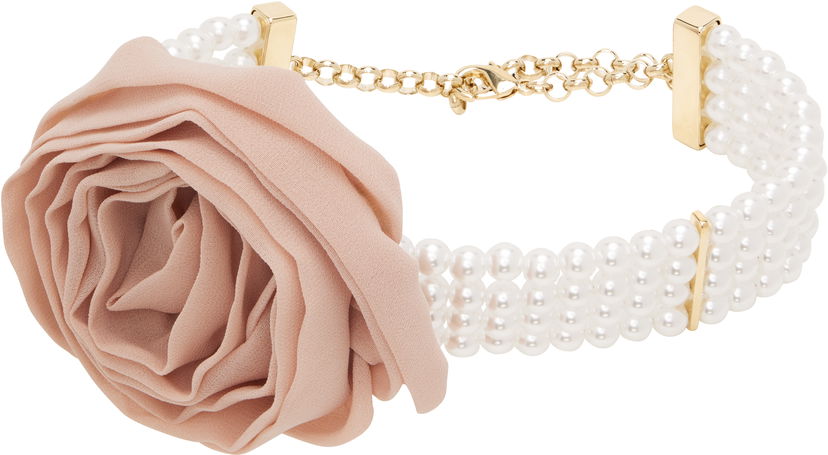 Kaulakoru Blumarine Blumarine Faux-Pearl and 3D Rose Choker Metallinen | P522W331A