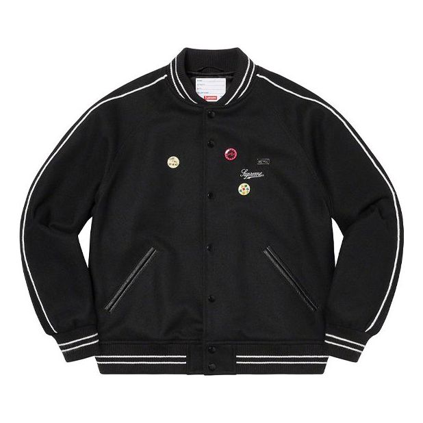 Bomber-takki Supreme Jamie Reid Varsity Jacket Musta | SUP-SS21-686, 0