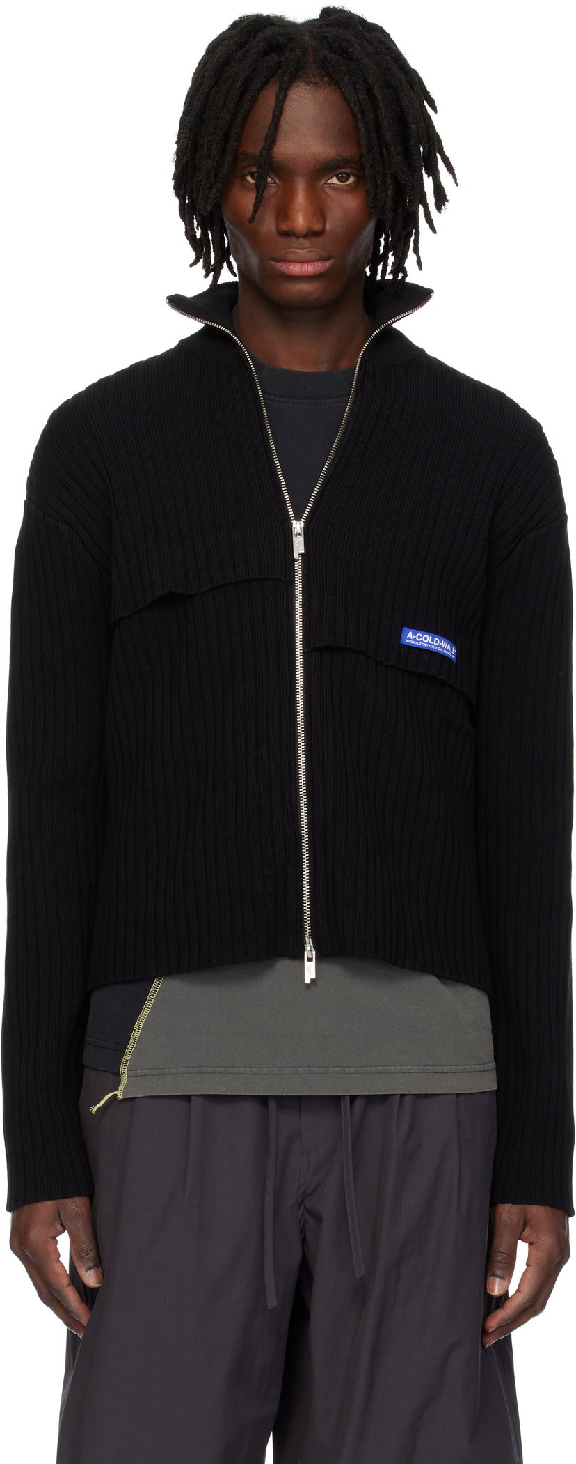 Villapaita A-COLD-WALL* A-COLD-WALL* Panel Knit Zip-Up Jacket Musta | ACWMK191