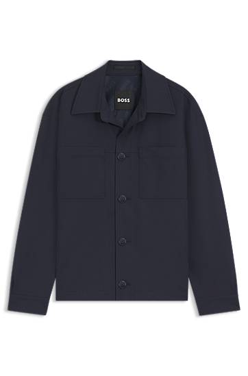 Paita BOSS Relaxed Fit Performance-Stretch Overshirt Tummansininen | 50546059